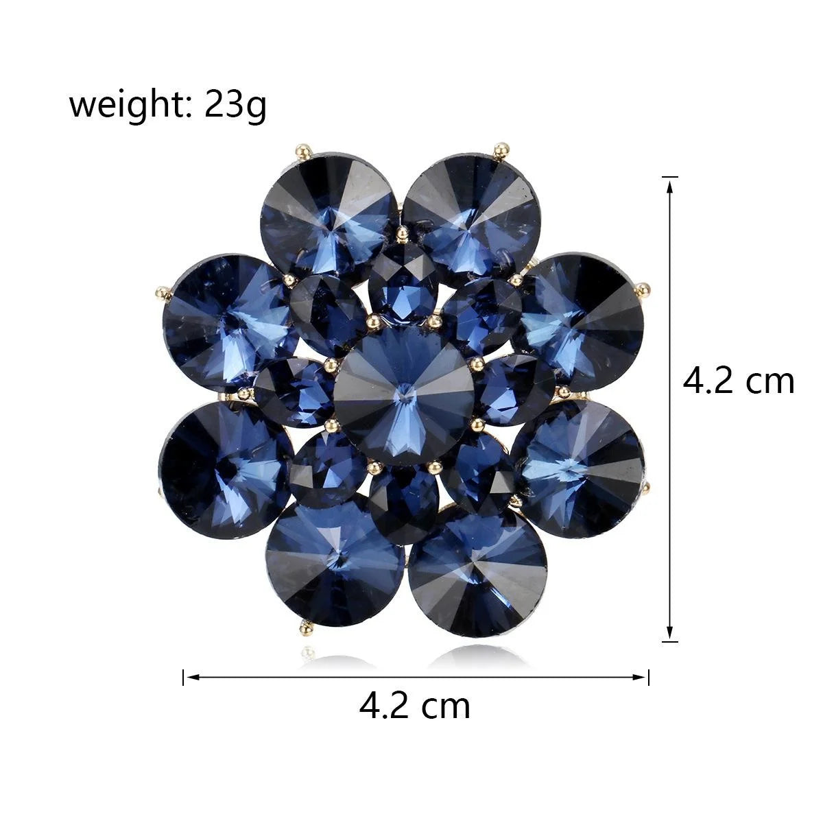 Luxury Blue Rhinestone Sunflower Zinc Alloy Brooch, Elegant Floral Lapel Pin Corsage Suit Accessory Gift