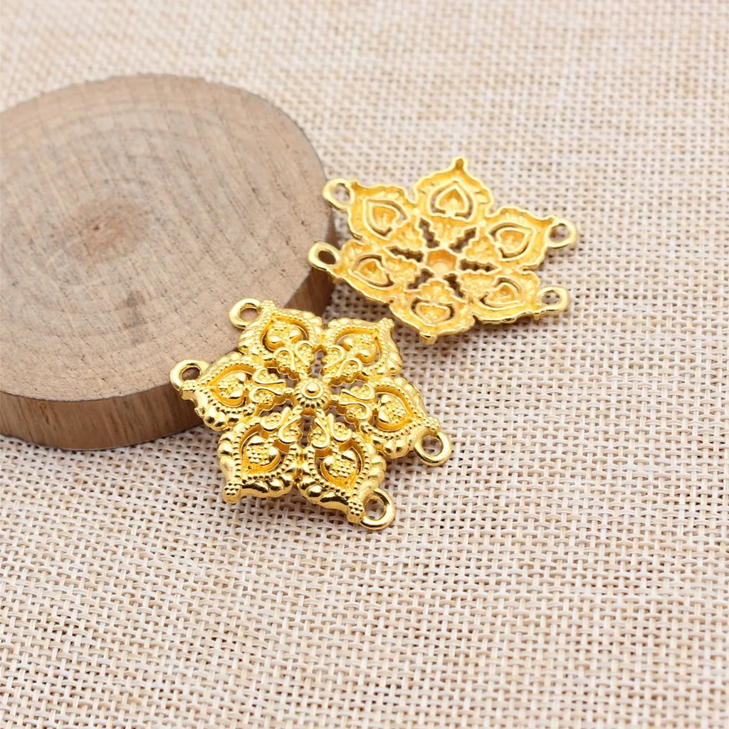 36x35mm 5.1g Multicolor Zinc Alloy Four-Hole Connector Charm for Body Chain Waist Chain Making
