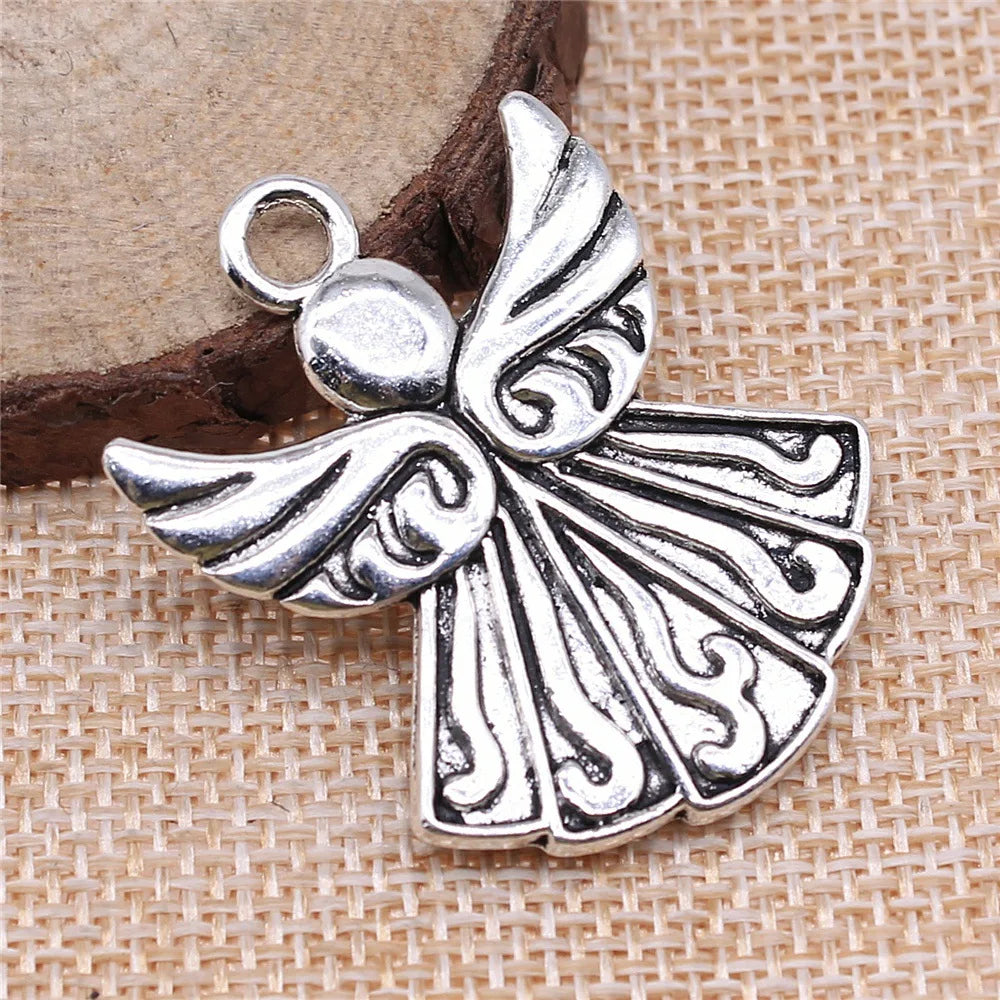 40x32mm 8.9g Antique Silver Zinc Alloy Angel Figure Charm Pendant for DIY Necklace Bracelet Making