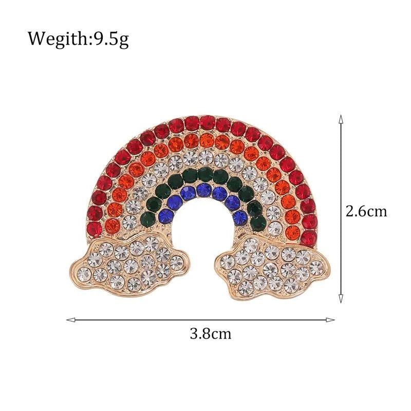 Cute Japanese Style Rainbow Cloud Rhinestone Alloy Brooch, Elegant Lapel Pin Corsage For Suit Coat Gift