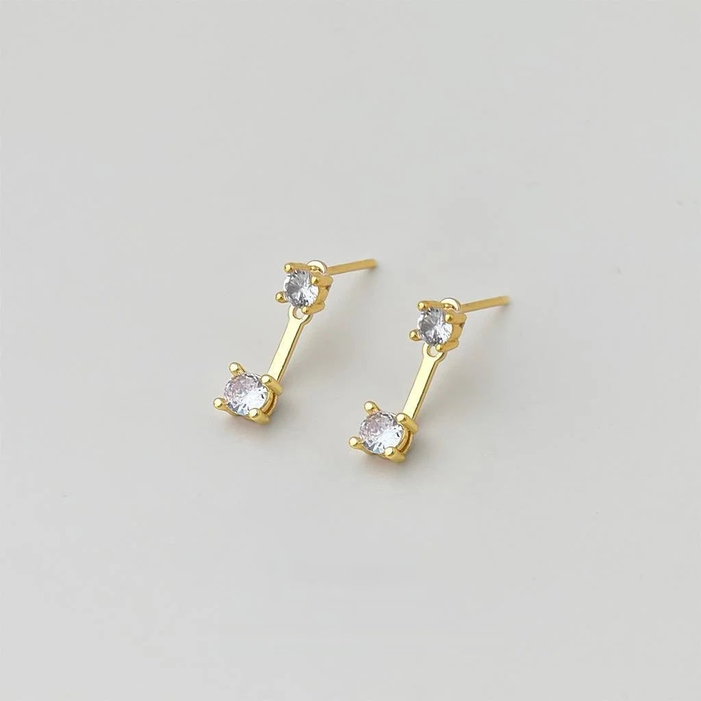 Two Way Wear Geometric Round Zircon Copper Stud Earrings Light Luxury Style