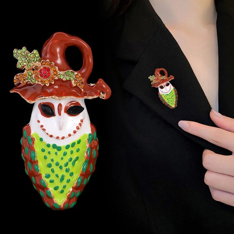 Cute Halloween Clown Jester Enamel Alloy Brooch With Rhinestones, Whimsical Corsage Lapel Pin Gift
