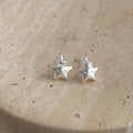 Mini Matte Silver Star Stud Earrings Copper Cute Five Point Star Daily Commuter Jewelry