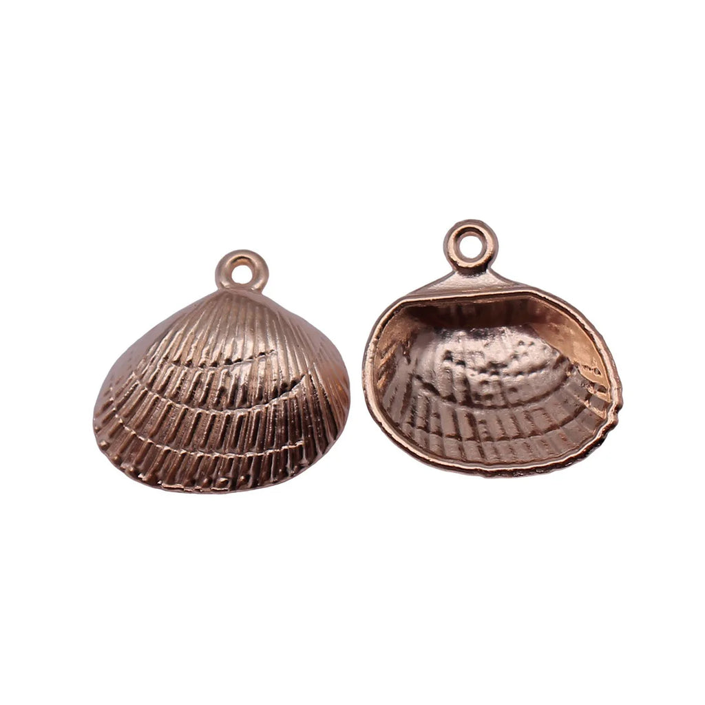 19x18mm 1.8g KC Gold Plated Zinc Alloy Shell Charm Pendant for DIY Necklace and Bracelet Making