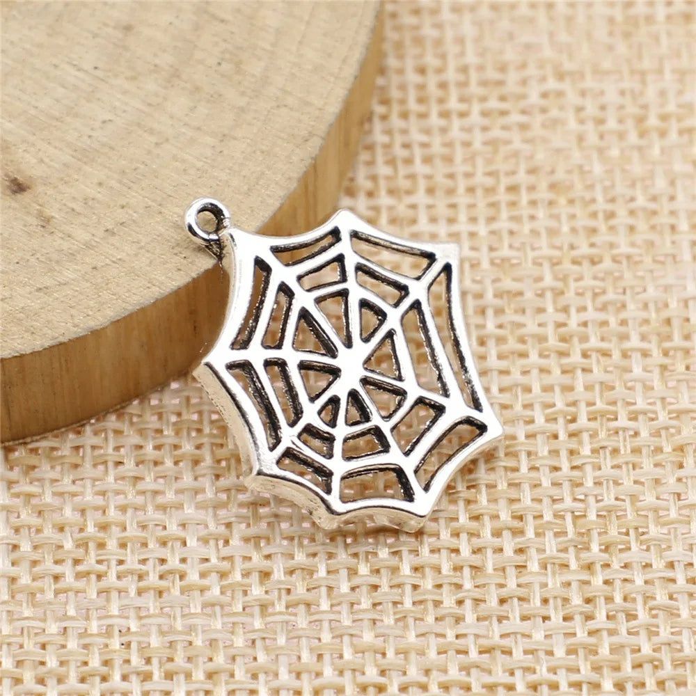 25x22mm 1.6g Multicolor Zinc Alloy Spider Web Spider Charm Pendant for DIY Necklace Bracelet Making