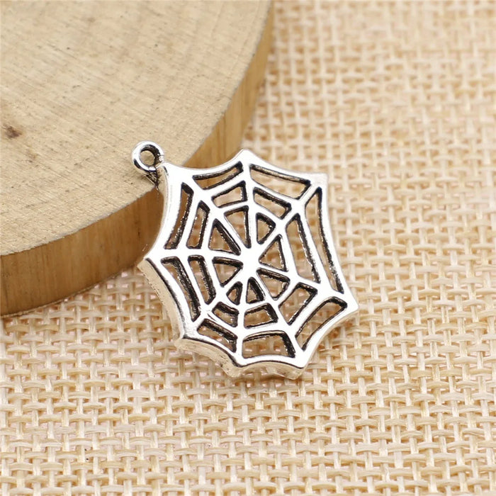 25x22mm 1.6g Multicolor Zinc Alloy Spider Web Spider Charm Pendant for DIY Necklace Bracelet Making
