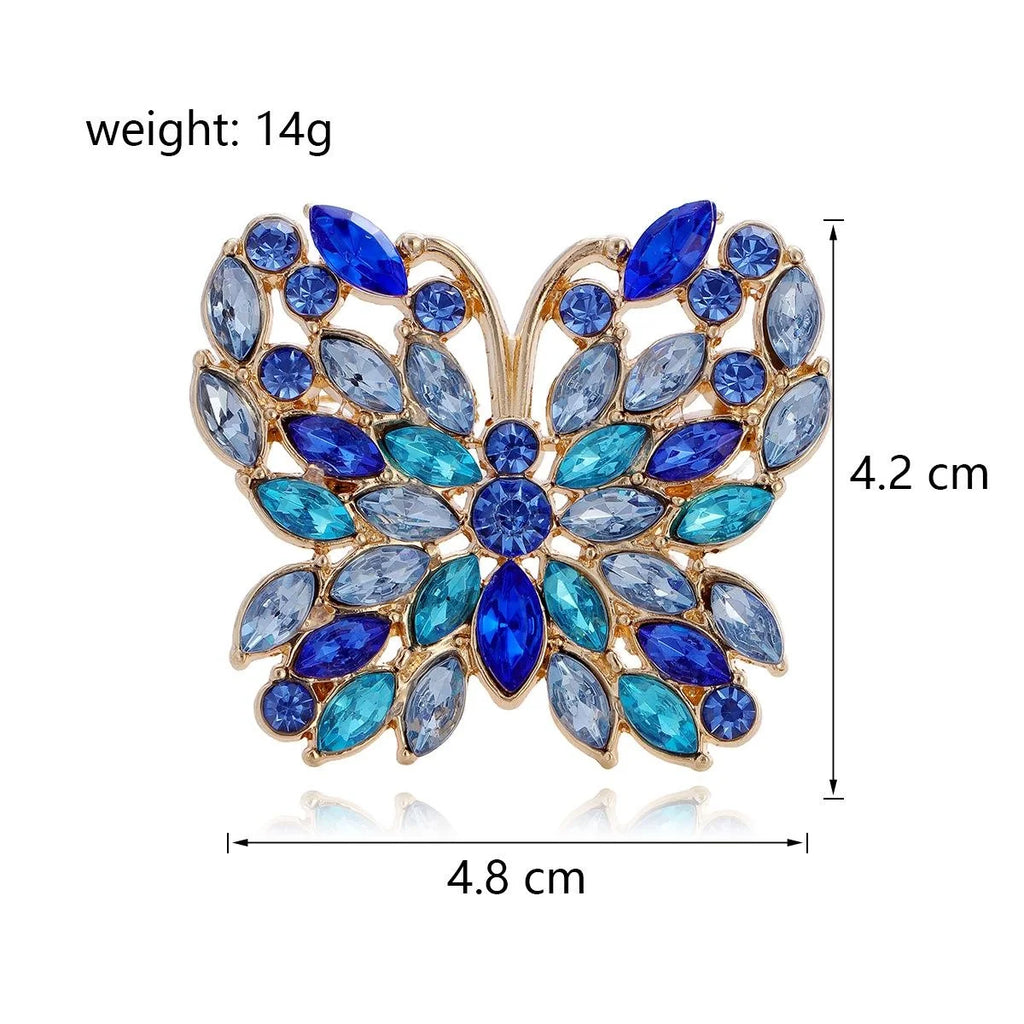Luxury Rhinestone Butterfly Brooch For Women, Elegant Alloy Lapel Pin Corsage Coat Suit Accessory Gift