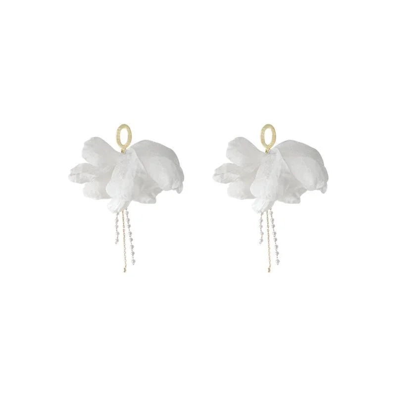 Handmade Mesh Flower Stud Earrings With Silver Plated Pins For Women Summer Fairy Style
