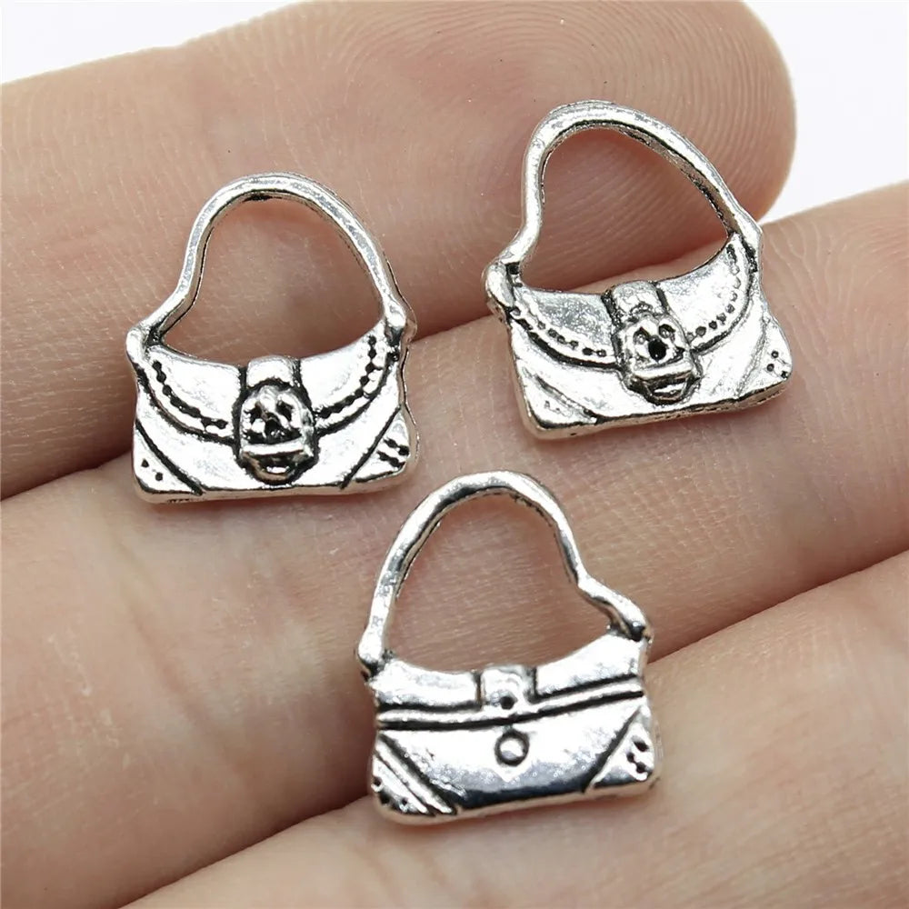 15x12mm 0.9g Antique Silver Zinc Alloy Handbag Charm Pendant for DIY Bracelet Necklace Making
