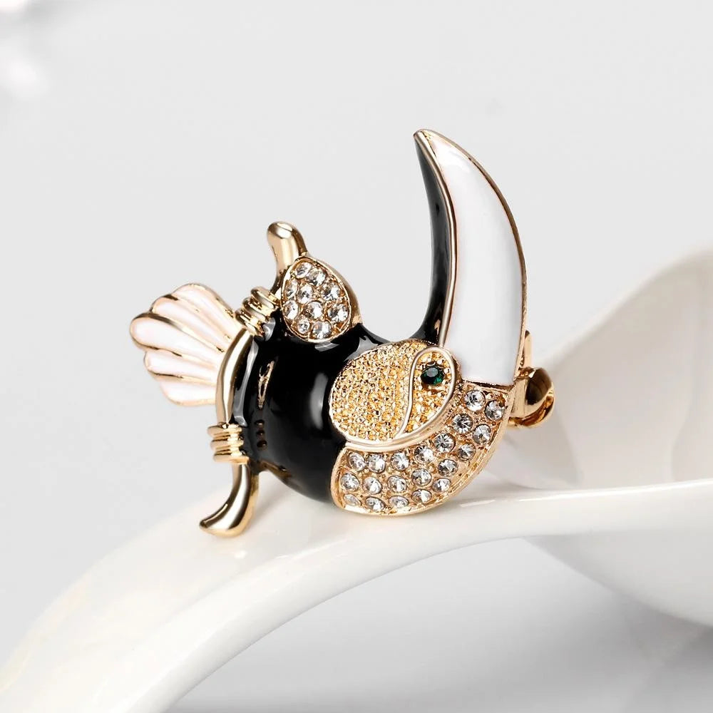 Luxury Big Beak Toucan Parrot Brooch With Rhinestone Enamel Alloy, Elegant Lapel Pin Corsage Gift