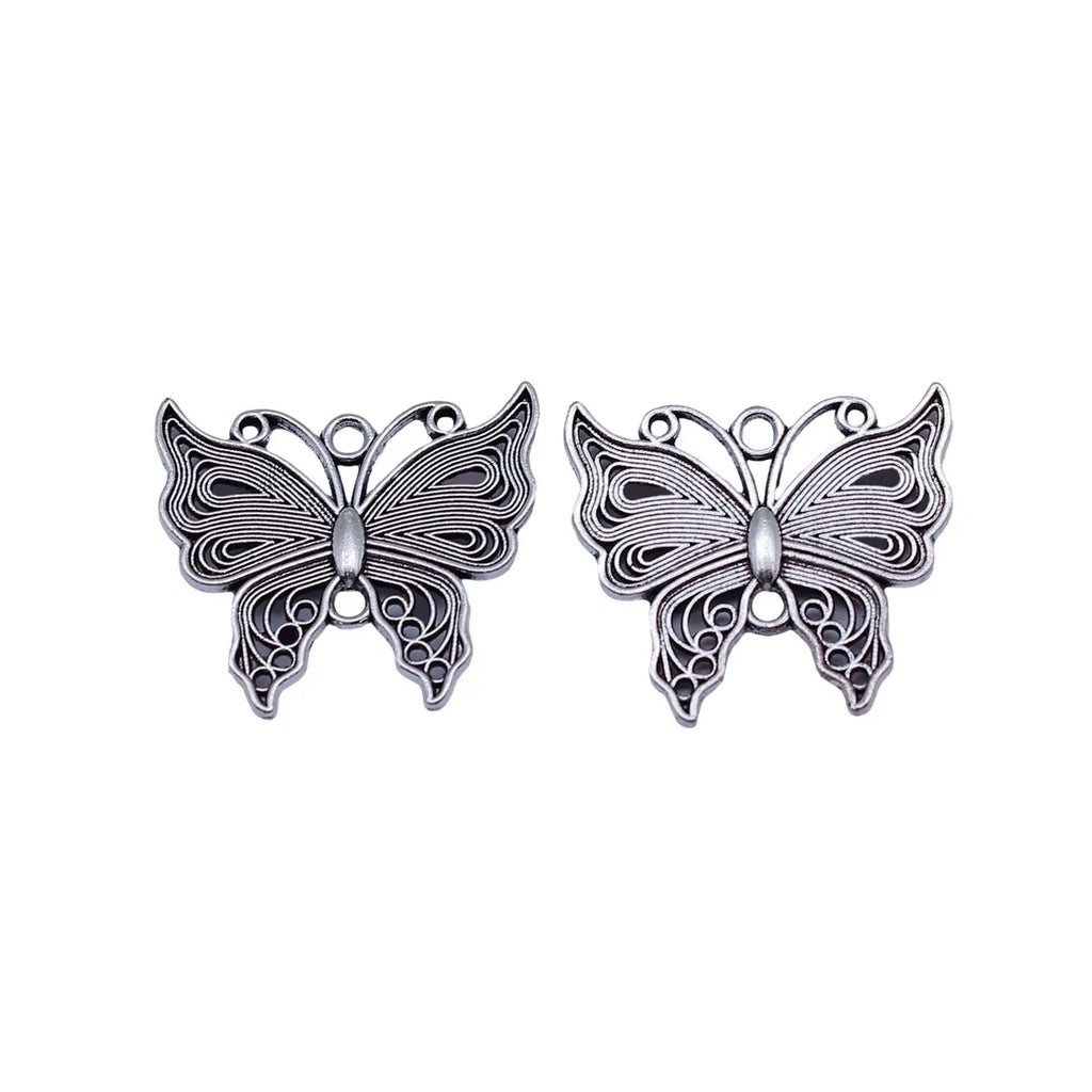 26x23mm 2.3g Antique Silver Zinc Alloy Butterfly Charm Pendant for DIY Necklace Bracelet Making