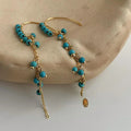 Original Design Long Tassel Drop Earrings Copper Faux Turquoise Ethnic Vintage Geometric Jewelry