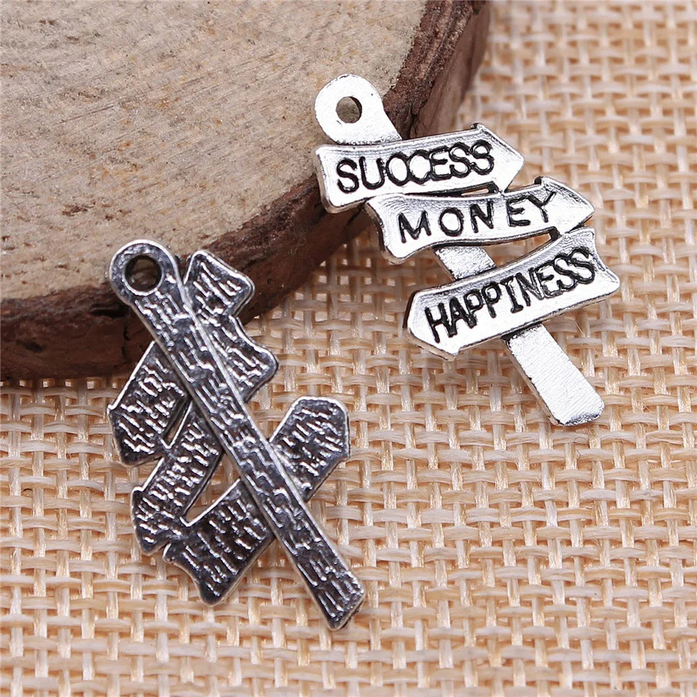 25x16mm 1.5g Antique Silver Zinc Alloy Life Direction Sign Charm Pendant for Bracelet Necklace Making