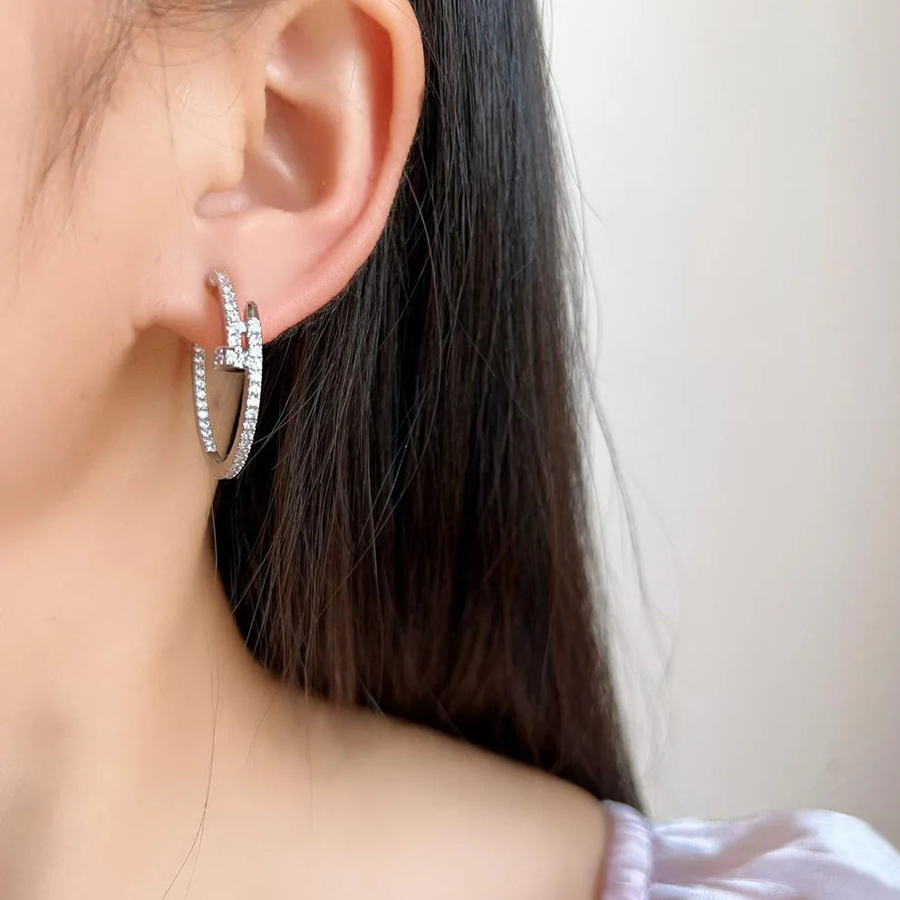 Elegant Spiral Disc Hoop Zircon Alloy Stud & Clip On No Piercing Round Circle Fashion Earrings
