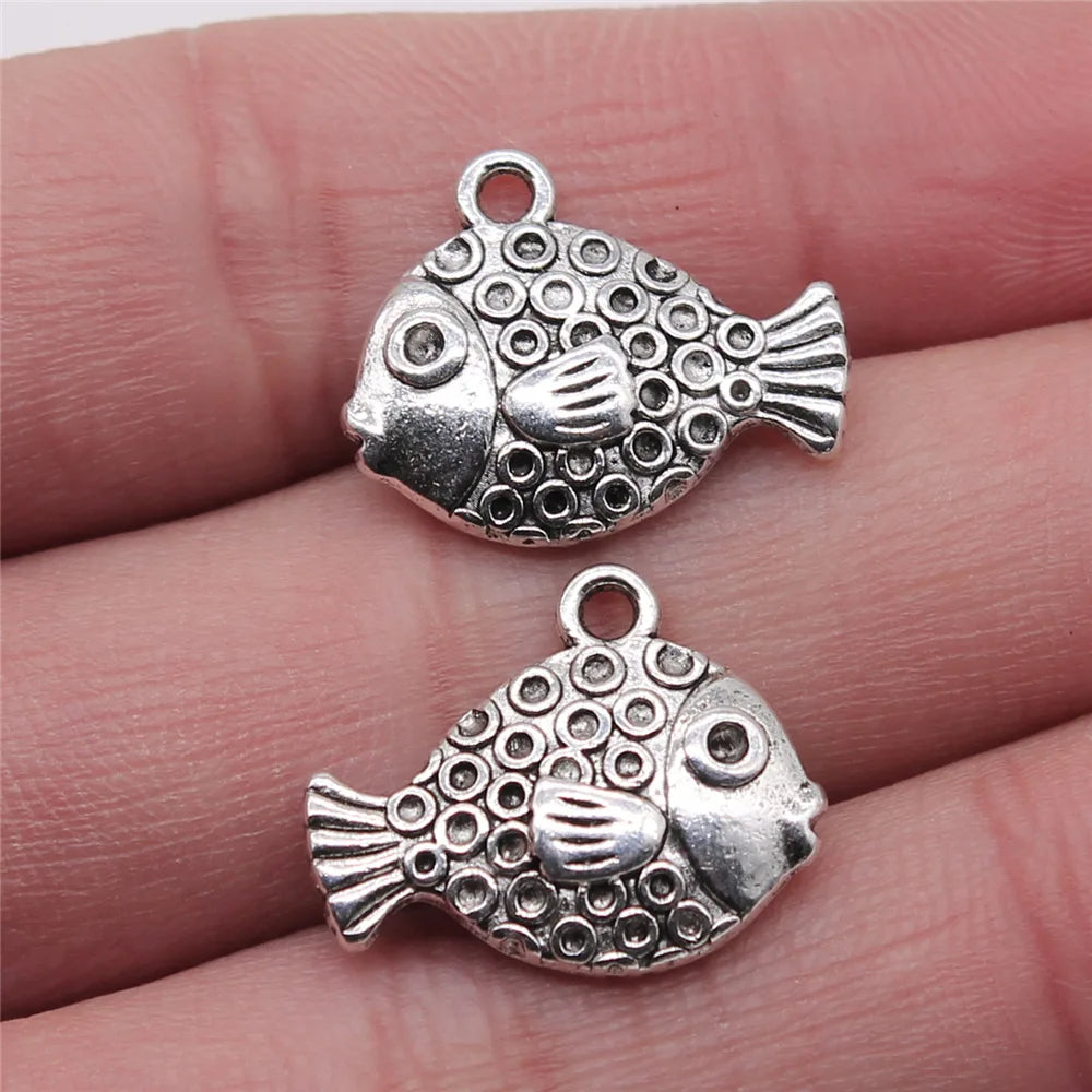 16x20mm 2.7g Antique Silver Zinc Alloy Tropical Fish Charm Pendant for Ocean Theme DIY Jewelry Making