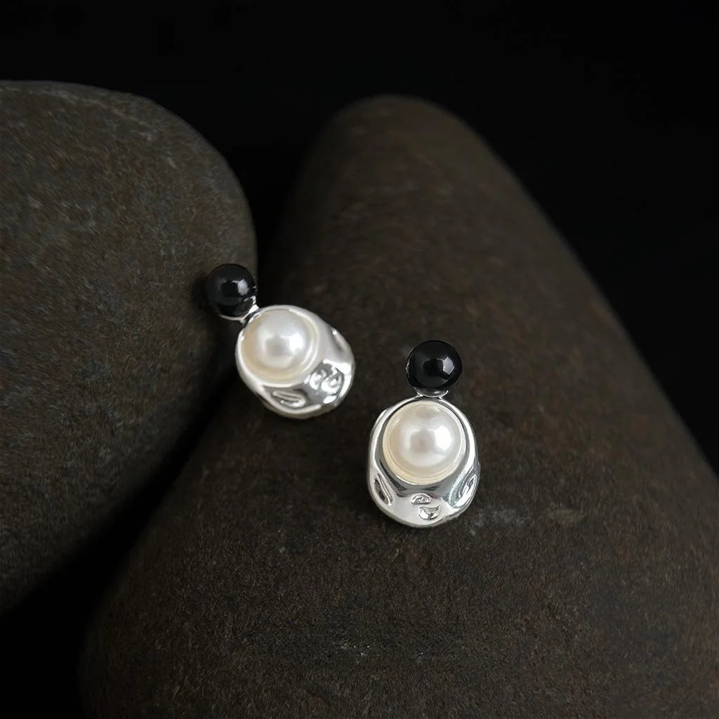 Silver Plated Copper Irregular Liquid Metal Drop Earrings For Women Geometric Designer Style