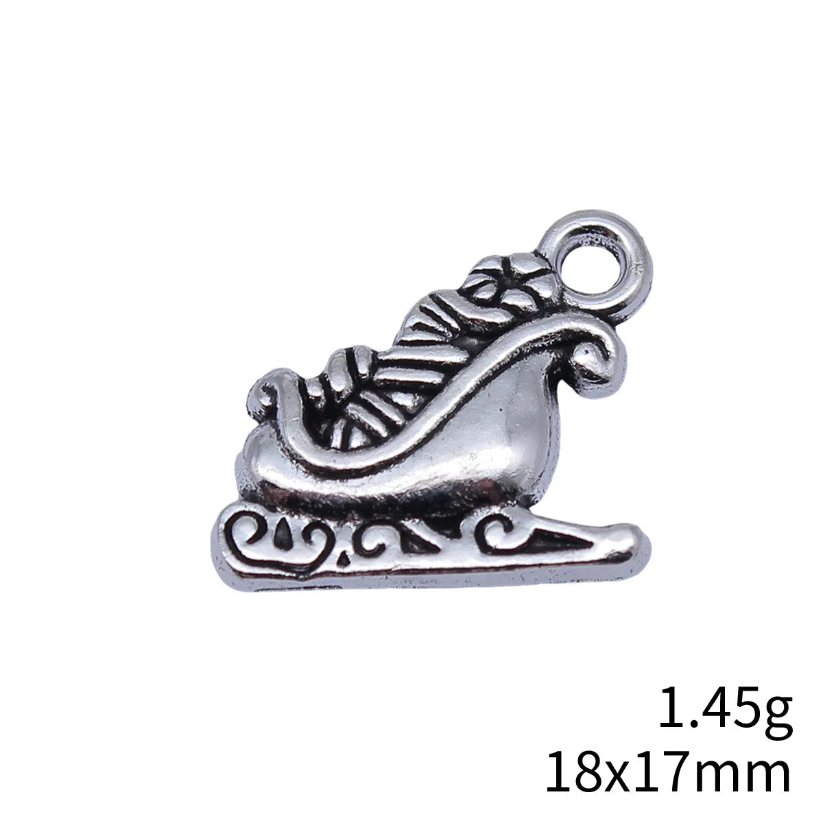 18x17mm 1.45g Antique Silver Zinc Alloy Christmas Sleigh Charm Pendant for DIY Jewelry Making