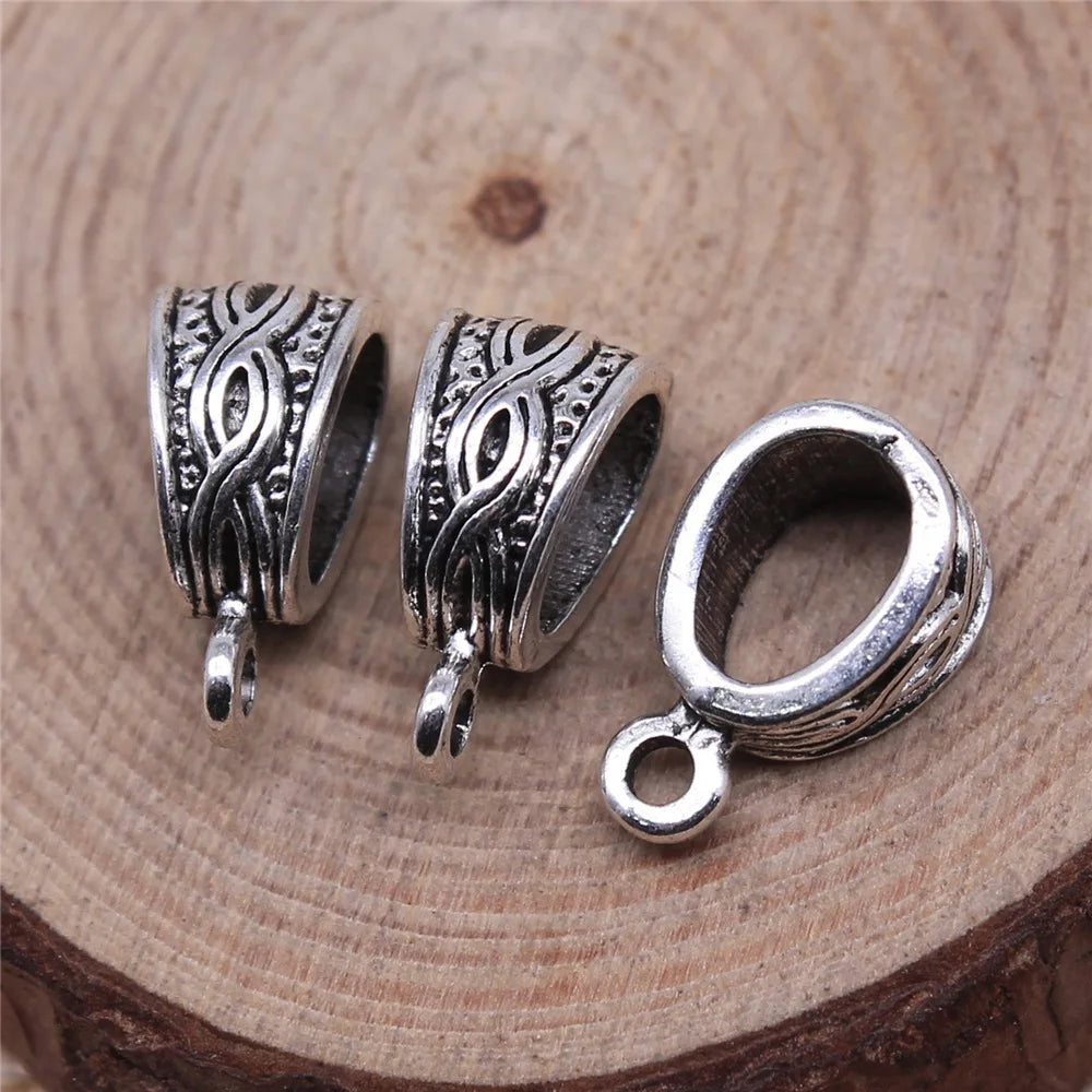 15x9mm 1.2g Multicolor Zinc Alloy Floral Engraved Pendant Bail Connector for DIY Jewelry Making