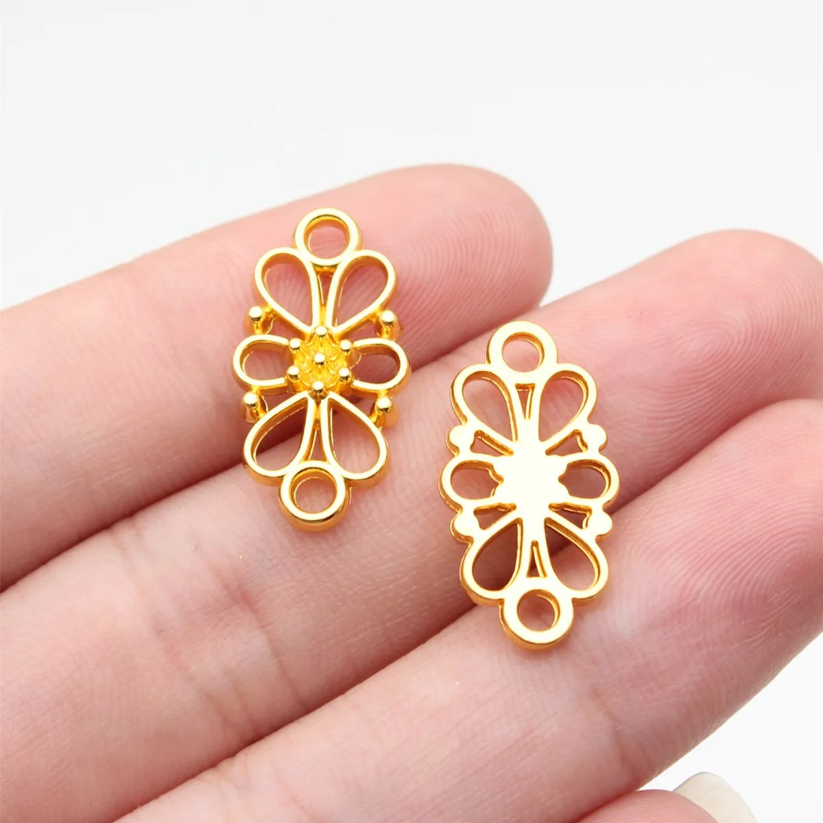 22x11mm 1.1g Multicolor Zinc Alloy Flower Filigree Connector Charm for DIY Jewelry Accessories