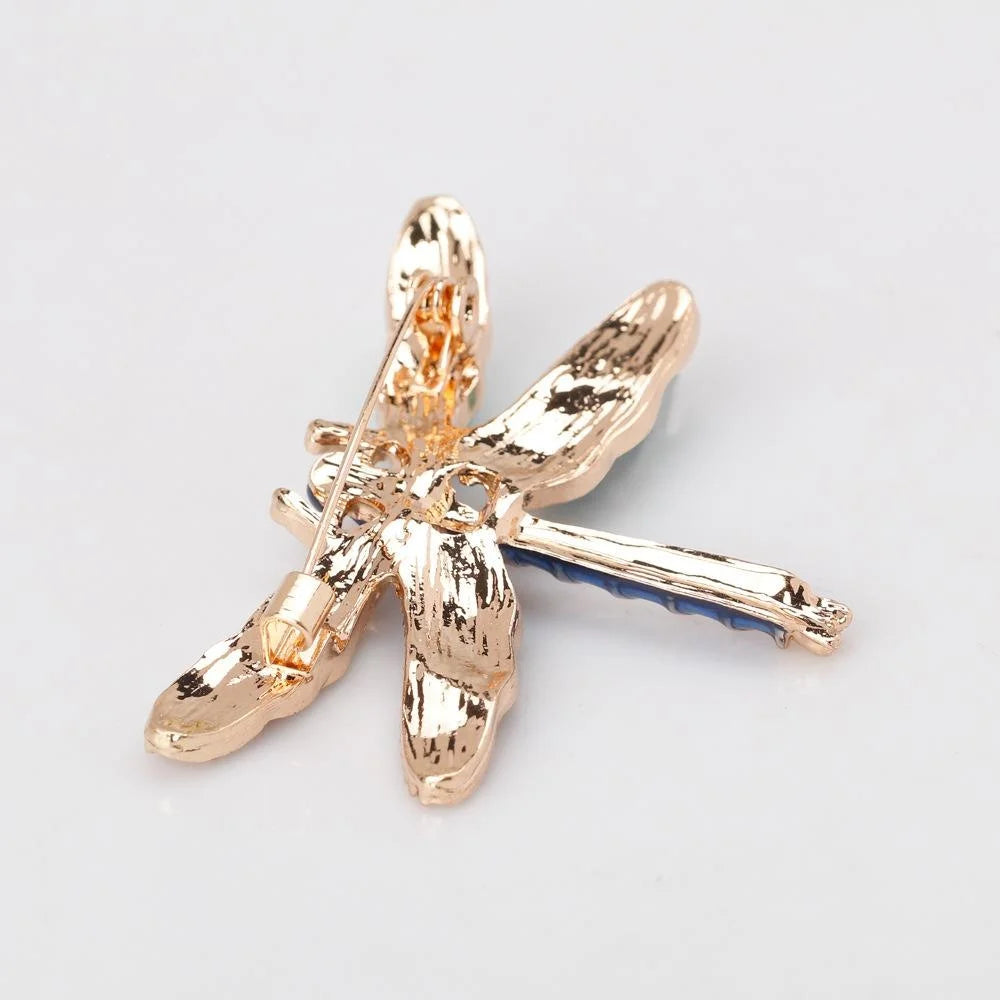 Elegant Enamel Alloy Rhinestone Dragonfly Brooch, Fashion Lapel Pin Corsage Suit Accessory Gift