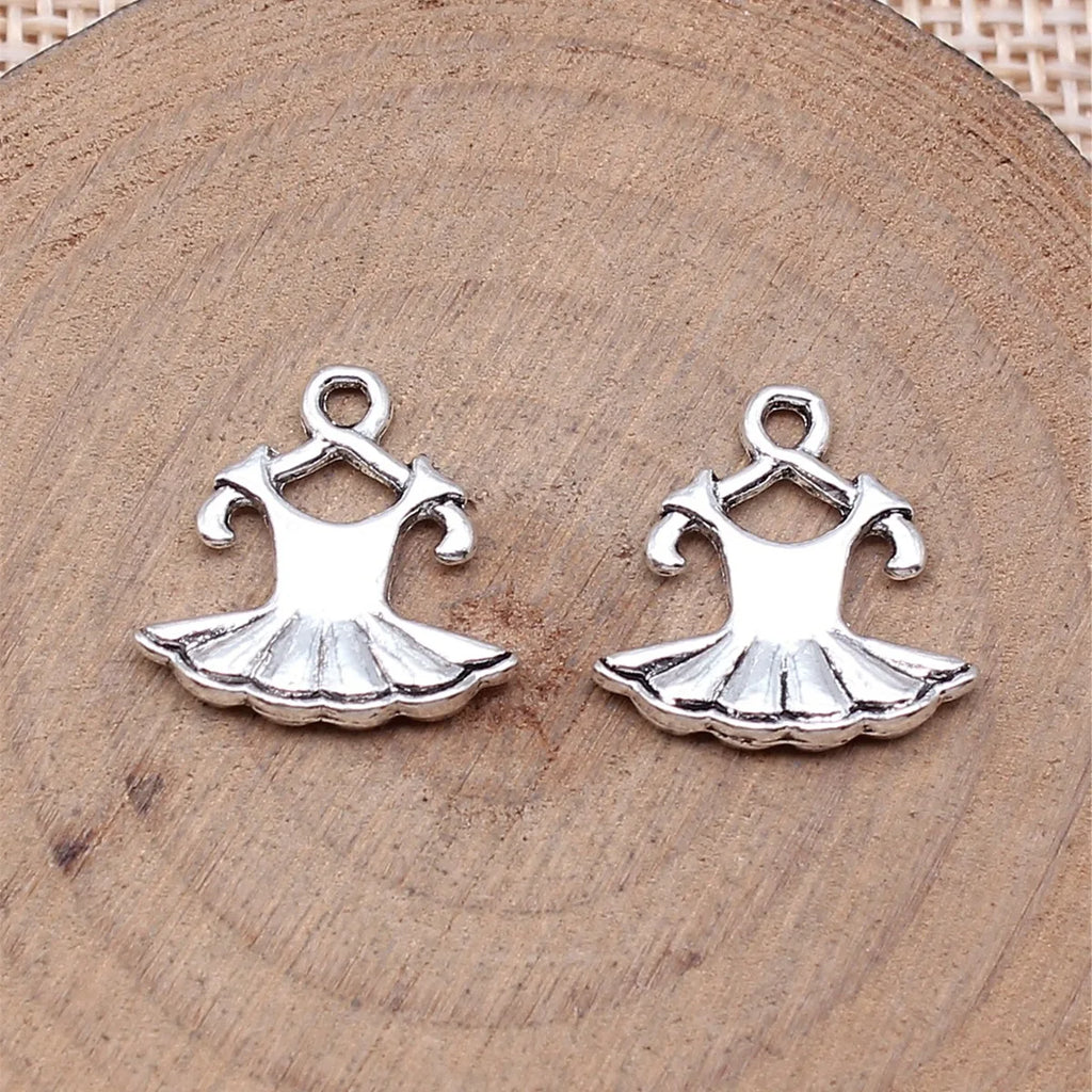 16x16mm 1g Antique Silver Zinc Alloy Dress Charm Pendant for DIY Bracelet Necklace Jewelry