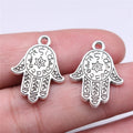 23x18mm 1.96g Antique Silver Zinc Alloy Hexagram Hamsa Hand Charm Pendant for DIY Necklace Making
