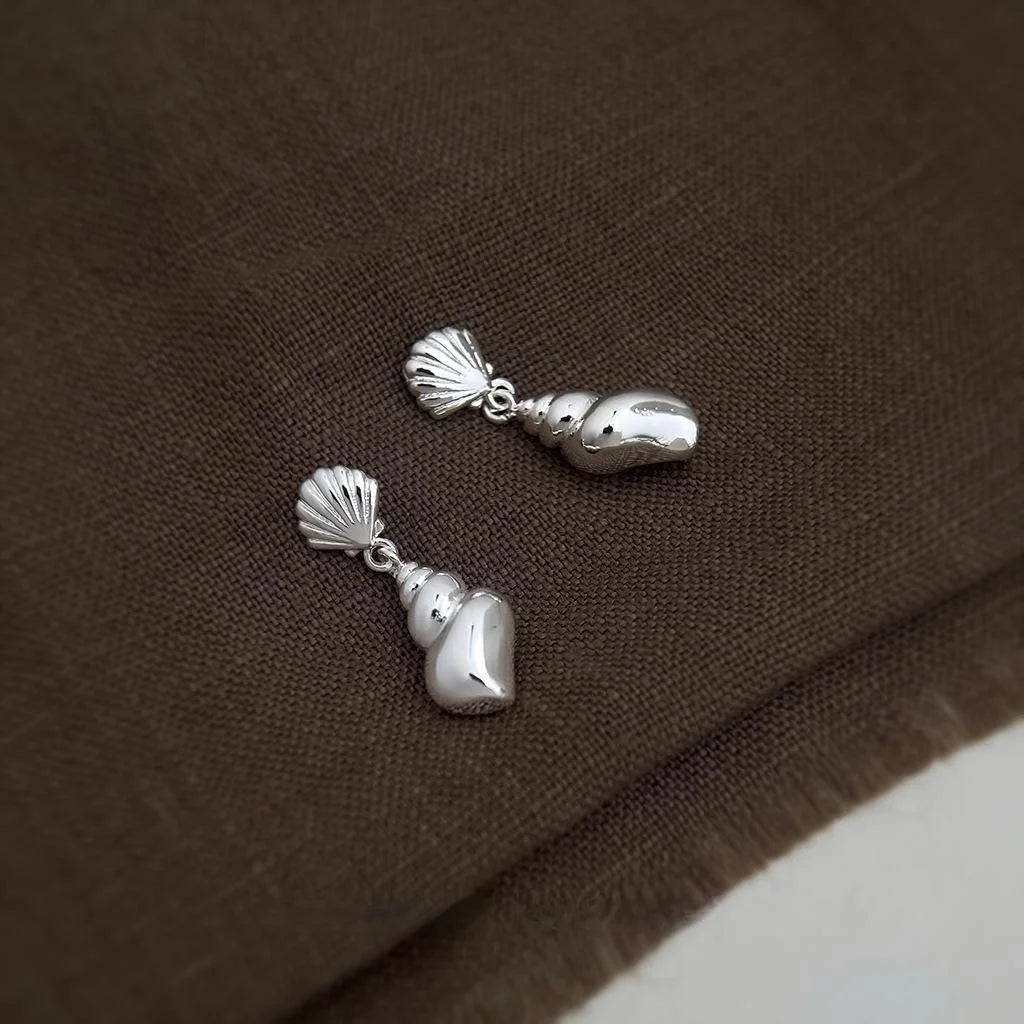 Light Luxury Copper Shell Conch Geometric Drop Earrings For Women