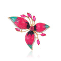 Elegant Bougainvillea Flower Enamel Rhinestone Brooch, Pink Alloy Lapel Pin Corsage Gift For Women