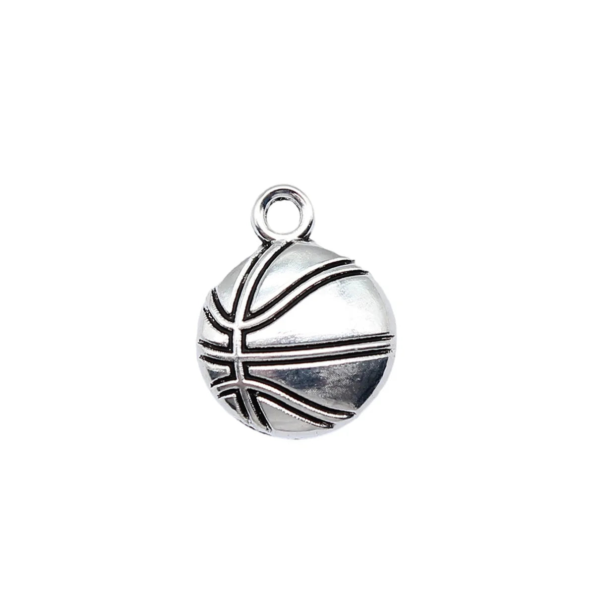 18x14mm 0.9g Antique Silver Zinc Alloy Basketball Charm Pendant for DIY Sports Jewelry Making