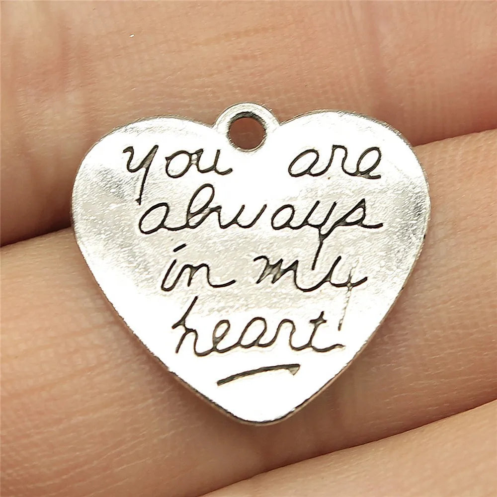 20x21mm 2.5g Zinc Alloy Heart Message Charm Pendant for DIY Necklace Bracelet Jewelry Making