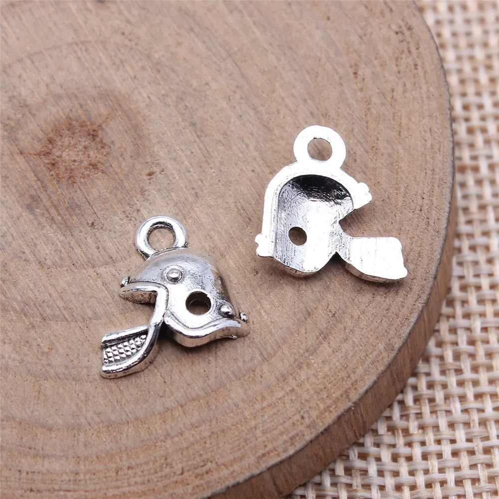 13x13mm 0.7g Antique Silver Zinc Alloy Golf Ball Helmet charm pendant for sports themed DIY jewelry