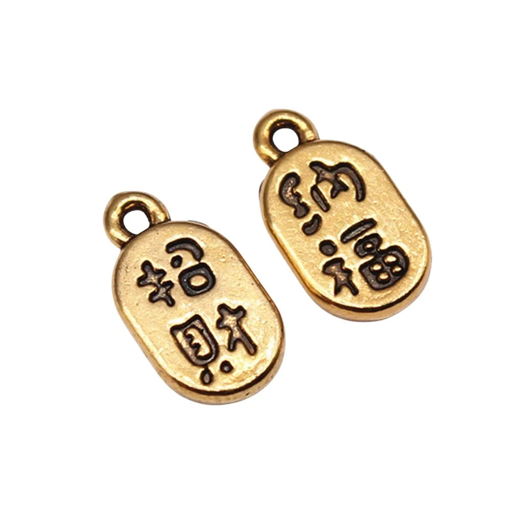 13x8mm 0.8g Multicolor Zinc Alloy Chinese Fortune Blessing Charm Pendant for DIY Necklace Bracelet