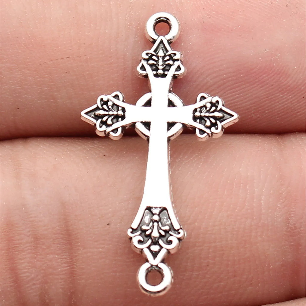 30x16mm 1.3g Antique Silver Zinc Alloy Cross Connector Charm for DIY Bracelet and Necklace Making