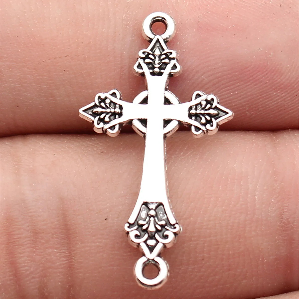 30x16mm 1.3g Antique Silver Zinc Alloy Cross Connector Charm for DIY Bracelet and Necklace Making
