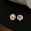 Vintage Ethnic Geometric Floral Enamel Copper Stud Earrings