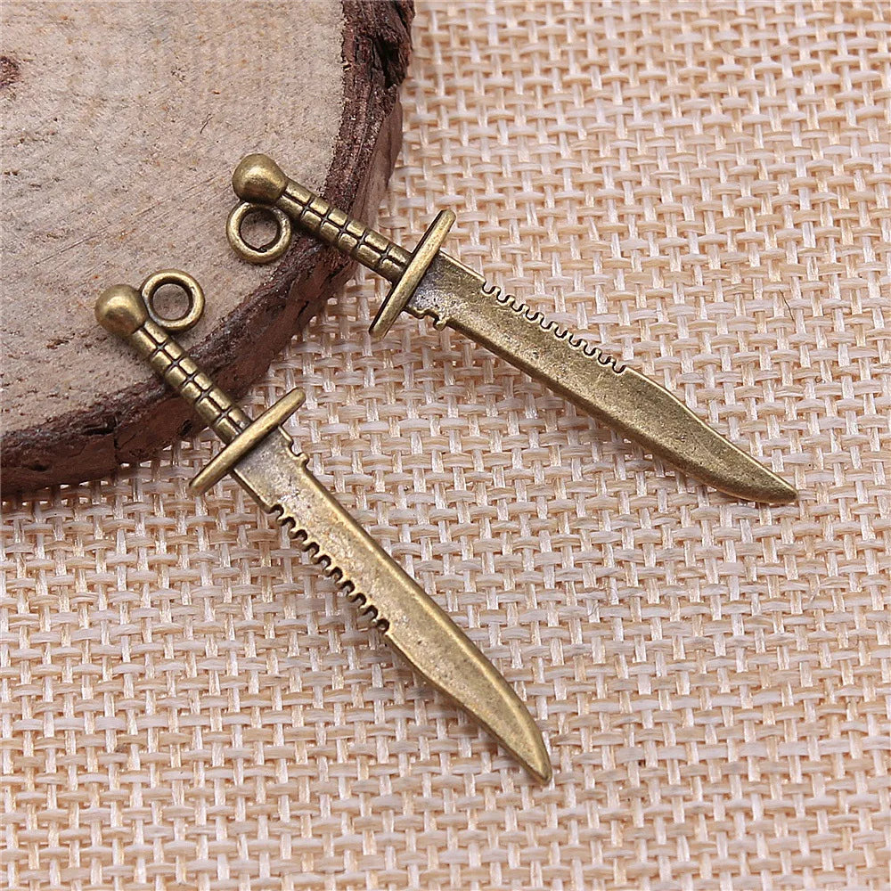 43x10mm 1.6g Multicolor Zinc Alloy Samurai Sword Dagger Charm Pendant for Bracelet Necklace Making