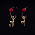 14K Gold Plated Alloy Reindeer Drop Earrings Christmas Animal Charm Jewelry For Women