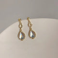 14K Gold Plated Copper Waterdrop Zircon Stud Earrings, Sweet Cool Geometric Jewelry