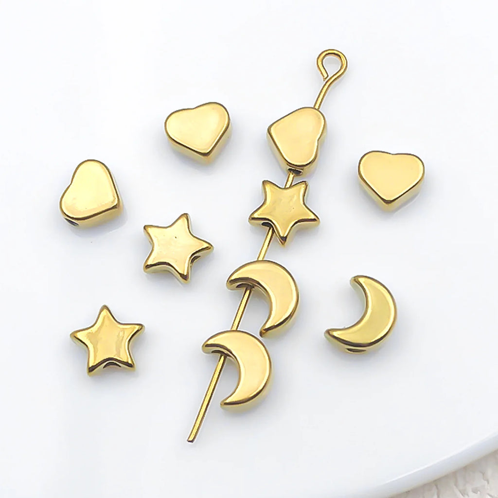 Stainless Steel Five Point Star Heart Moon Star Spacer Beads for Bracelet Necklace Making