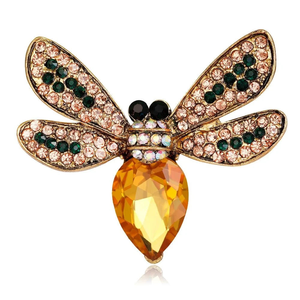 Luxury Rhinestone Bee Brooch For Women, Alloy Crystal Insect Lapel Pin Corsage Suit Accessory Gift