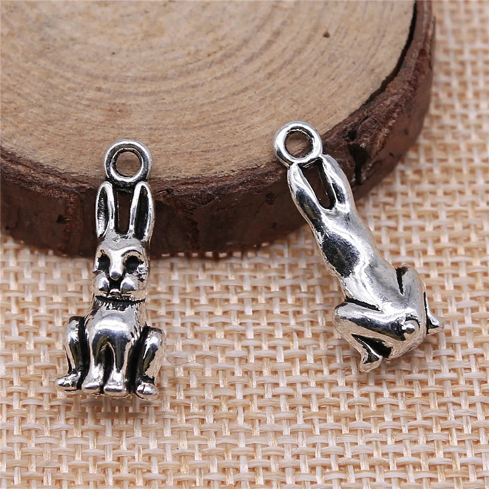 24x10x8mm 2.6g Antique Silver Zinc Alloy Rabbit Charm Pendant for DIY Necklace Bracelet Jewelry Making