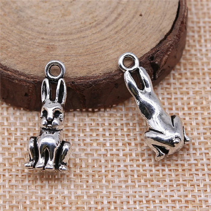 24x10x8mm 2.6g Antique Silver Zinc Alloy Rabbit Charm Pendant for DIY Necklace Bracelet Jewelry Making