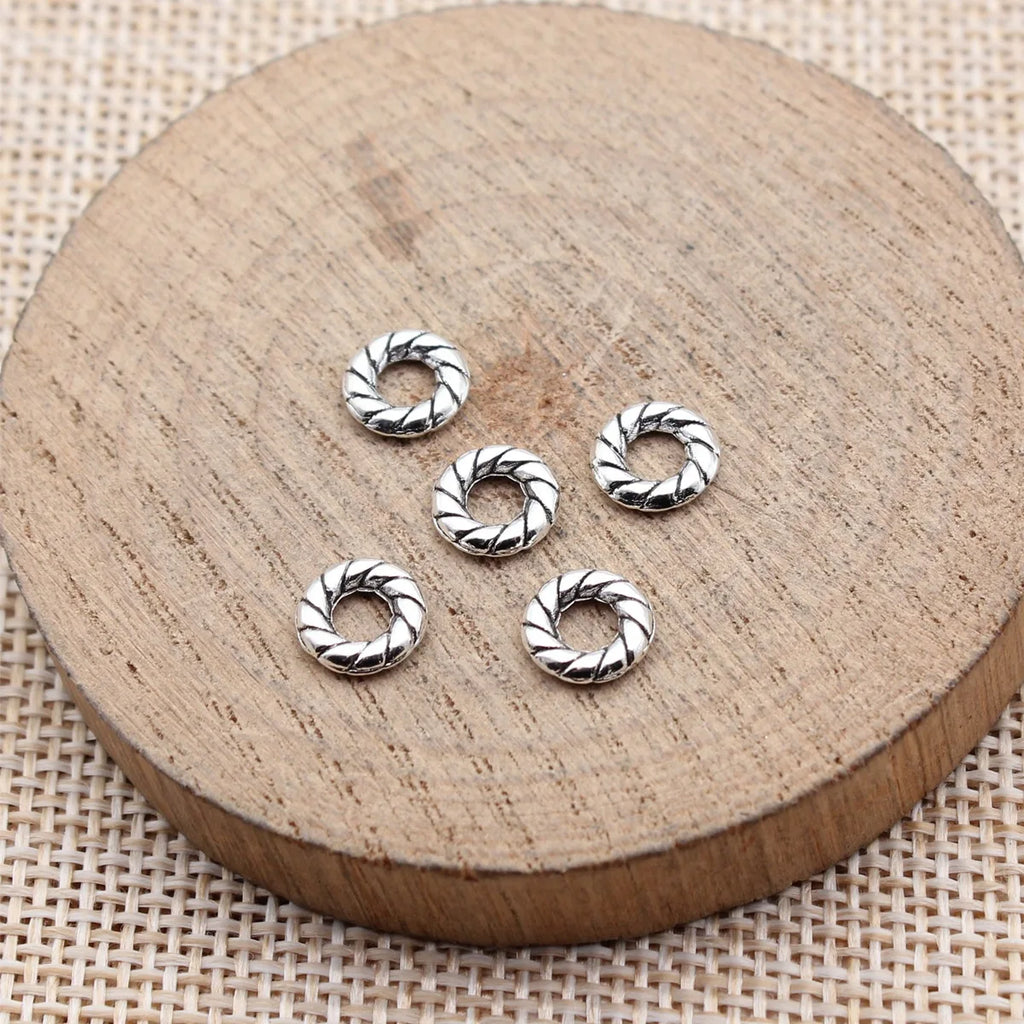 7.8x7.8x1.7mm 0.34g Multi Color Zinc Alloy Round Ring Spacer Beads for Garment and DIY Jewelry Making