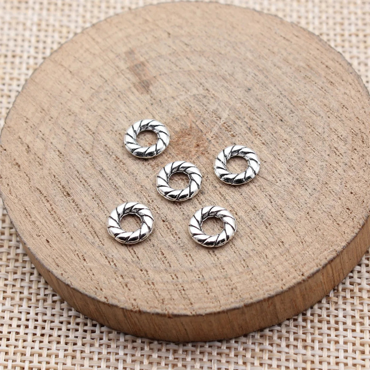 7.8x7.8x1.7mm 0.34g Multi Color Zinc Alloy Round Ring Spacer Beads for Garment and DIY Jewelry Making