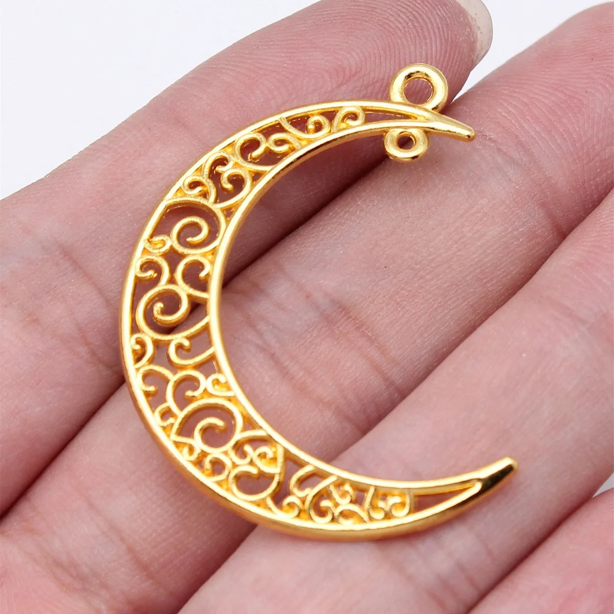40x30mm 2.2g Gold Zinc Alloy Moon Connector Charm for DIY Earrings Necklace Bracelet Making