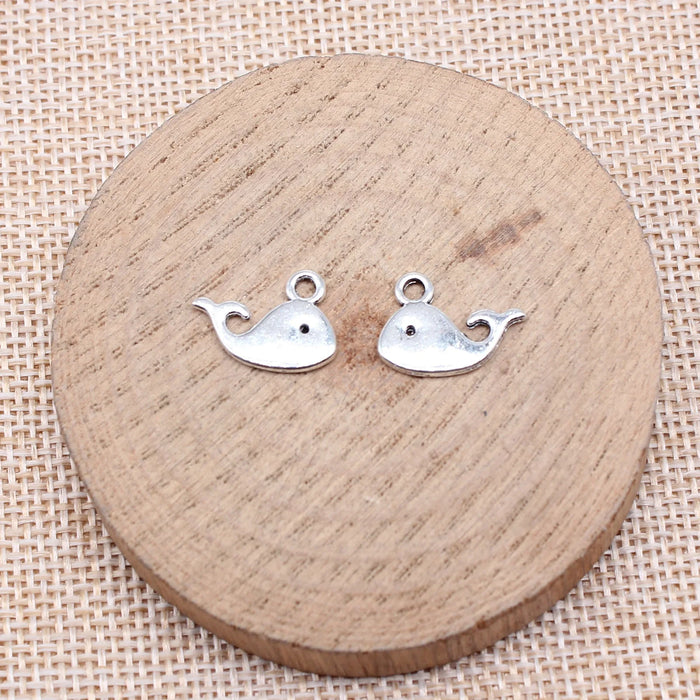 12x16mm 0.6g Antique Silver Zinc Alloy Whale Charm Pendant for DIY Ocean Theme Jewelry Making