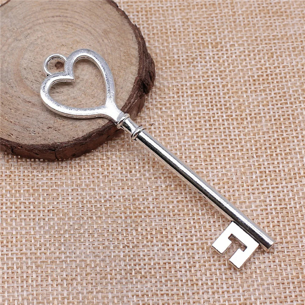82mm 7.7g Multicolor Zinc Alloy Key Charm Pendant for DIY Jewelry Making