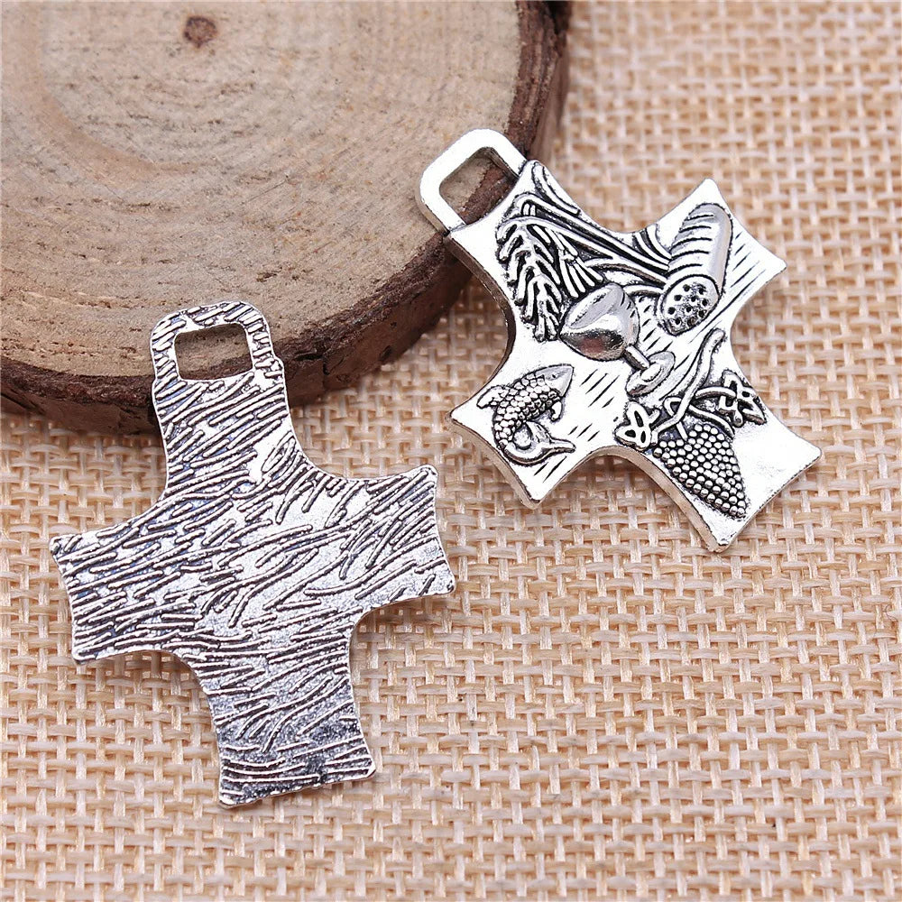 34x26mm 5.4g Multicolor Zinc Alloy Food Cross Charm Pendant for DIY Necklace Bracelet Jewelry Making