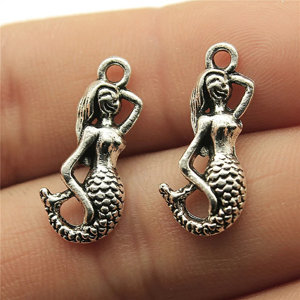 23x11mm 1.5g Antique Silver Zinc Alloy Mermaid Charm Pendant for DIY Necklace Bracelet Jewelry Making