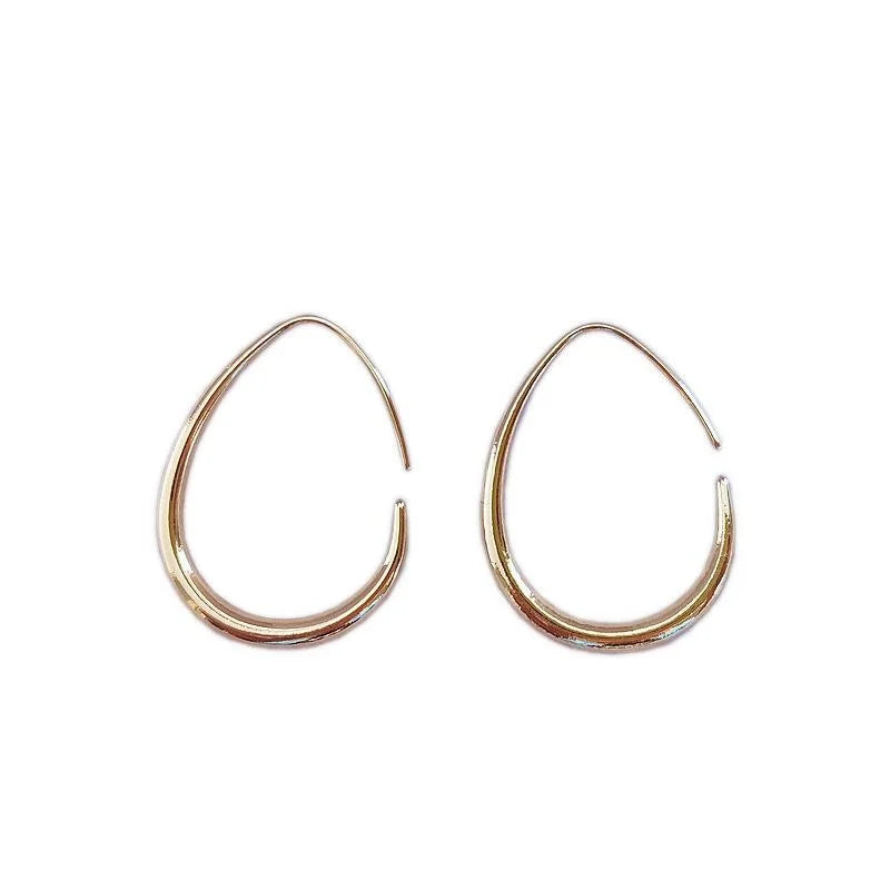14K Gold Plated Copper Geometric Line Drop Earrings Minimalist Light Luxury Jewelry